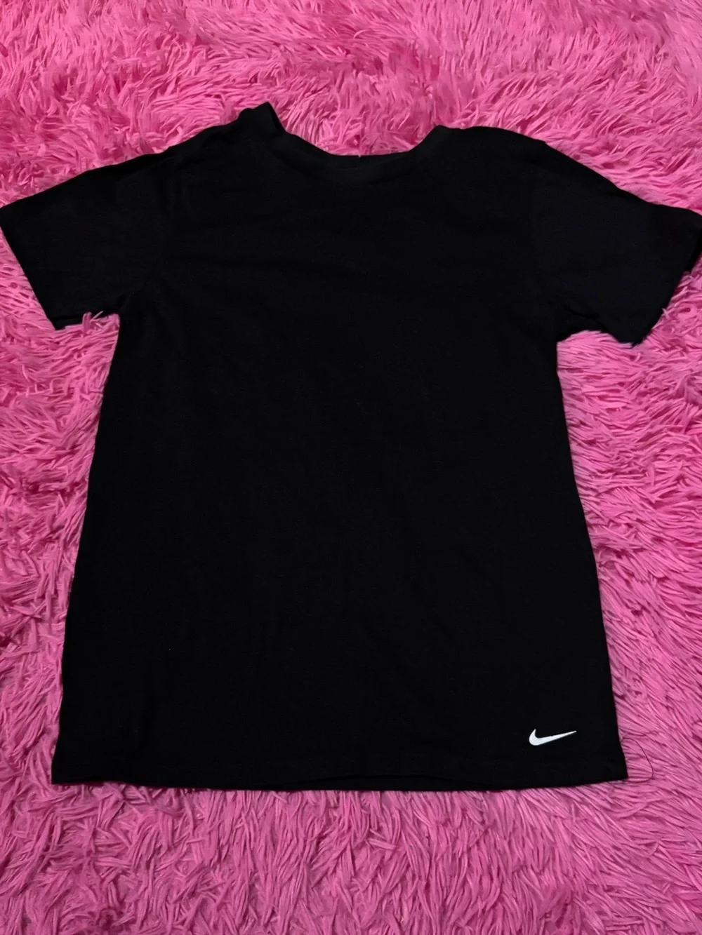 Nike Black Crewneck Kids' Short-Sleeve Tee with White Swoosh